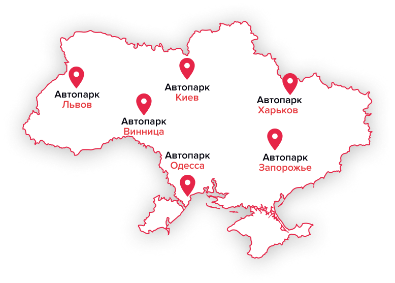 Map of Ukraine with locations